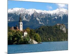 Bled Castle and Julian Alps, Lake Bled, Bled Island, Slovenia-Lisa S^ Engelbrecht-Mounted Photographic Print