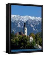 Bled Island and Julian Alps, Lake Bled, Slovenia-Lisa S. Engelbrecht-Framed Stretched Canvas