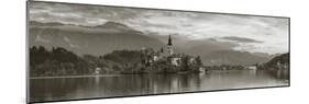 Bled Island with the Church of the Assumption and Bled Castle Illuminated at Dusk, Lake Bled-Doug Pearson-Mounted Photographic Print