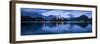 Bled Island with the Church of the Assumption at dusk, Lake Bled, Upper Carniola, Slovenia-Panoramic Images-Framed Photographic Print