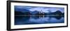 Bled Island with the Church of the Assumption at dusk, Lake Bled, Upper Carniola, Slovenia-Panoramic Images-Framed Photographic Print