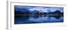 Bled Island with the Church of the Assumption at dusk, Lake Bled, Upper Carniola, Slovenia-Panoramic Images-Framed Photographic Print