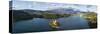 Bled Island with the Church of the Assumption at dusk, Lake Bled, Upper Carniola, Slovenia-Panoramic Images-Stretched Canvas