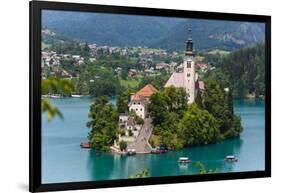 Bled, Upper Carniola, Slovenia. Church of the Assumption on Bled Island.-null-Framed Photographic Print