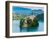 Bled, Upper Carniola, Slovenia. Church of the Assumption on Bled Island.-null-Framed Photographic Print