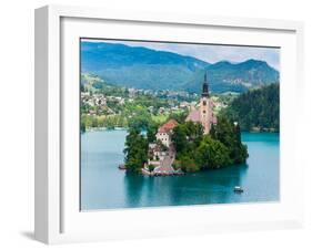 Bled, Upper Carniola, Slovenia. Church of the Assumption on Bled Island.-null-Framed Photographic Print