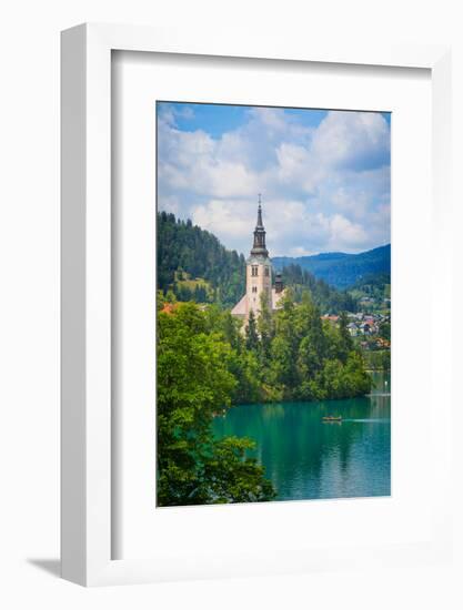 Bled, Upper Carniola, Slovenia. Church of the Assumption on Bled Island.-null-Framed Photographic Print