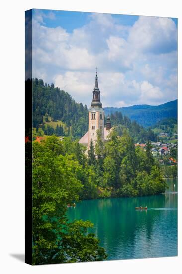 Bled, Upper Carniola, Slovenia. Church of the Assumption on Bled Island.-null-Stretched Canvas