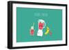 Blender Making Fruits Smoothie. Vector Illustration-Serbinka-Framed Art Print