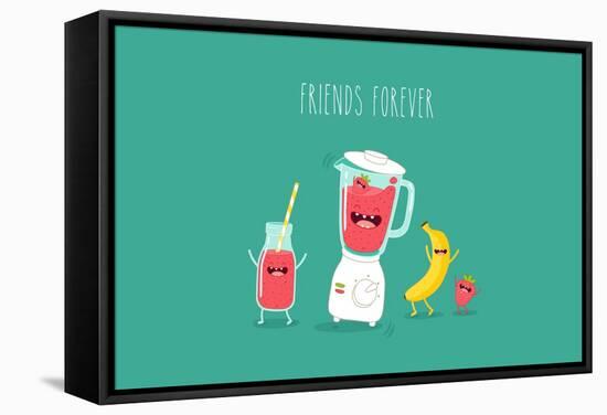 Blender Making Fruits Smoothie. Vector Illustration-Serbinka-Framed Stretched Canvas