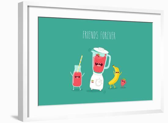 Blender Making Fruits Smoothie. Vector Illustration-Serbinka-Framed Art Print