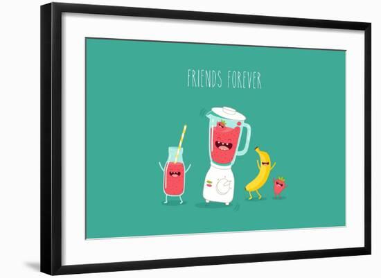 Blender Making Fruits Smoothie. Vector Illustration-Serbinka-Framed Art Print