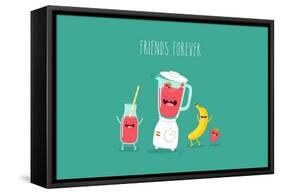 Blender Making Fruits Smoothie. Vector Illustration-Serbinka-Framed Stretched Canvas