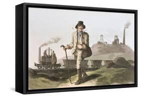 Blenkinsop Locomotive at Middleton Colliery Near Leeds, Costume of Yorkshire Engraved Havell-George Walker-Framed Stretched Canvas