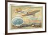 Bleriot Monoplane and a View of Paris Showing the Pont Neuf-null-Framed Giclee Print