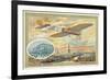 Bleriot Monoplane and a View of Paris Showing the Pont Neuf-null-Framed Giclee Print