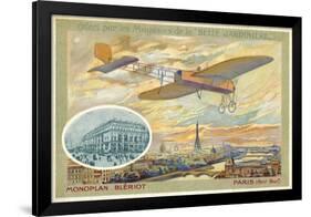 Bleriot Monoplane and a View of Paris Showing the Pont Neuf-null-Framed Giclee Print