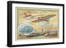 Bleriot Monoplane and a View of Paris Showing the Pont Neuf-null-Framed Giclee Print
