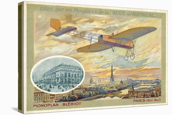 Bleriot Monoplane and a View of Paris Showing the Pont Neuf-null-Stretched Canvas