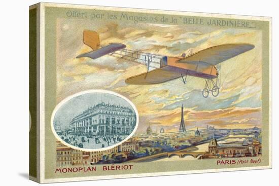 Bleriot Monoplane and a View of Paris Showing the Pont Neuf-null-Stretched Canvas