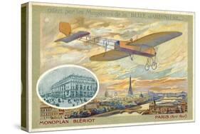 Bleriot Monoplane and a View of Paris Showing the Pont Neuf-null-Stretched Canvas
