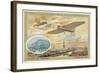 Bleriot Monoplane and a View of Paris Showing the Pont Neuf-null-Framed Giclee Print