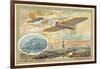 Bleriot Monoplane and a View of Paris Showing the Pont Neuf-null-Framed Giclee Print