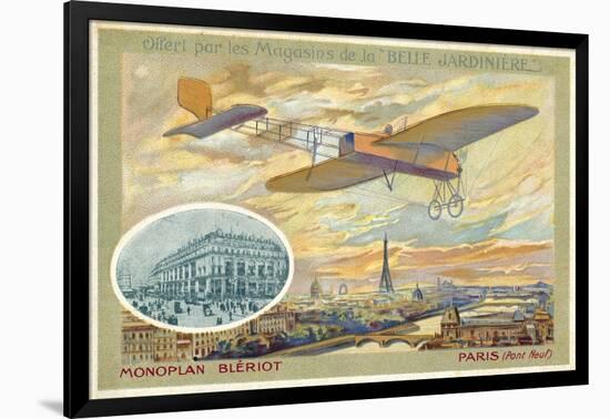 Bleriot Monoplane and a View of Paris Showing the Pont Neuf-null-Framed Giclee Print