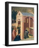 Blessed Resuscitates Son of Gentleman, Tile from Altarpiece of Blessed Humility-Pietro Lorenzetti-Framed Giclee Print