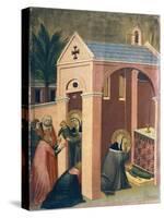 Blessed Resuscitates Son of Gentleman, Tile from Altarpiece of Blessed Humility-Pietro Lorenzetti-Stretched Canvas