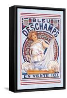 Bleu Deschamps En Vente Ici-Alphonse Mucha-Framed Stretched Canvas