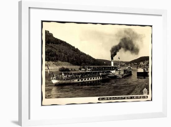 Blick Auf Den Dampfer Leipzig Auf Der Elbe-null-Framed Giclee Print