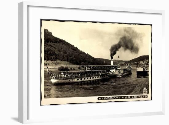 Blick Auf Den Dampfer Leipzig Auf Der Elbe-null-Framed Giclee Print