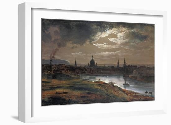 Blick Auf Dresden Bei Abend, 1845-Johan Christian Clausen Dahl-Framed Giclee Print