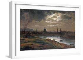 Blick Auf Dresden Bei Abend, 1845-Johan Christian Clausen Dahl-Framed Giclee Print