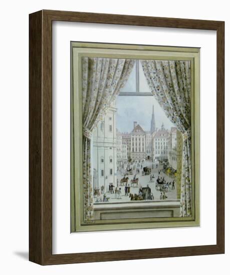 Blick aus dem Fenster auf die Freyung, c.1828-Balthasar Wigand-Framed Art Print