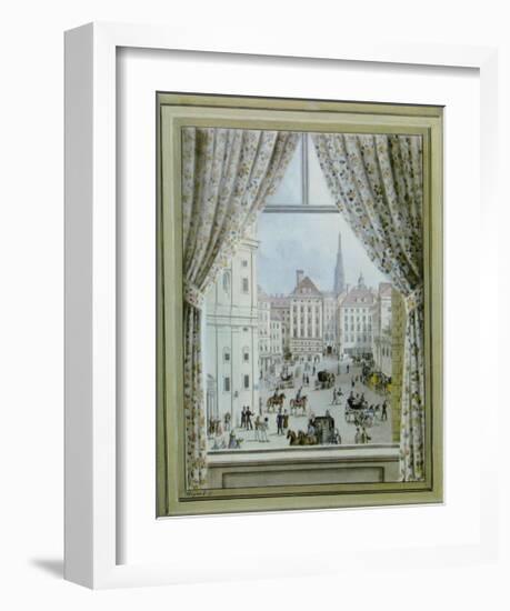 Blick aus dem Fenster auf die Freyung, c.1828-Balthasar Wigand-Framed Art Print