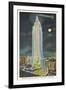 Blimp, Moon over Empire State Building, New York City-null-Framed Art Print