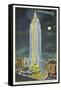 Blimp, Moon over Empire State Building, New York City-null-Framed Stretched Canvas