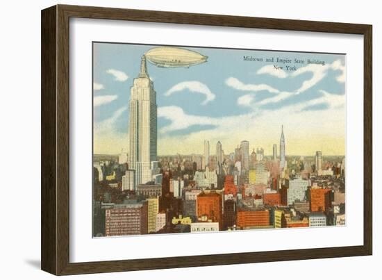 Blimp over Midtown Manhattan-null-Framed Art Print