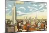 Blimp over Midtown Manhattan-null-Mounted Art Print