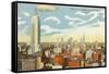 Blimp over Midtown Manhattan-null-Framed Stretched Canvas