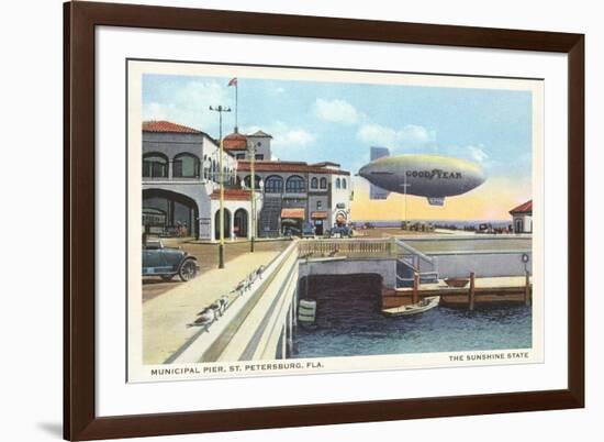 Blimp over Pier, St. Petersburg, Florida-null-Framed Art Print