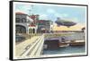 Blimp over Pier, St. Petersburg, Florida-null-Framed Stretched Canvas