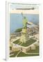 Blimp over Statue of Liberty, New York City-null-Framed Art Print