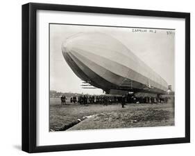 Blimp, Zeppelin No. 3, on Ground-null-Framed Premium Photographic Print