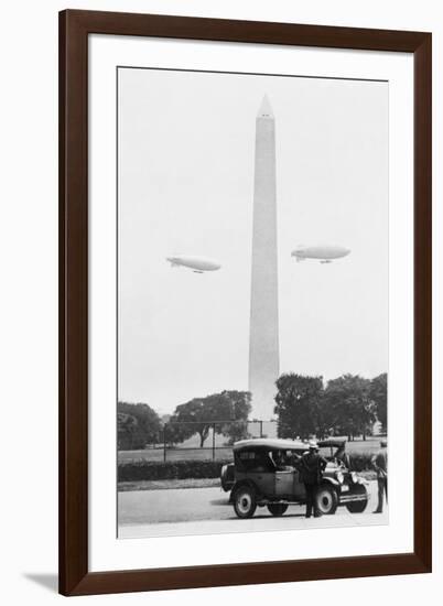 Blimps Practice over the Washington Monument-null-Framed Art Print