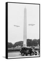 Blimps Practice over the Washington Monument-null-Framed Stretched Canvas