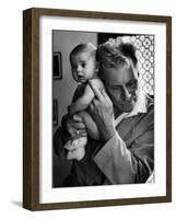 Blind Doctor Albert A. Nast Holding Ear to Back of 3 Month Old Instead of Using a Stethoscope-Thomas D. Mcavoy-Framed Photographic Print