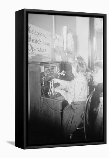 Blind Girls Operating Telephone Switchboard-null-Framed Stretched Canvas